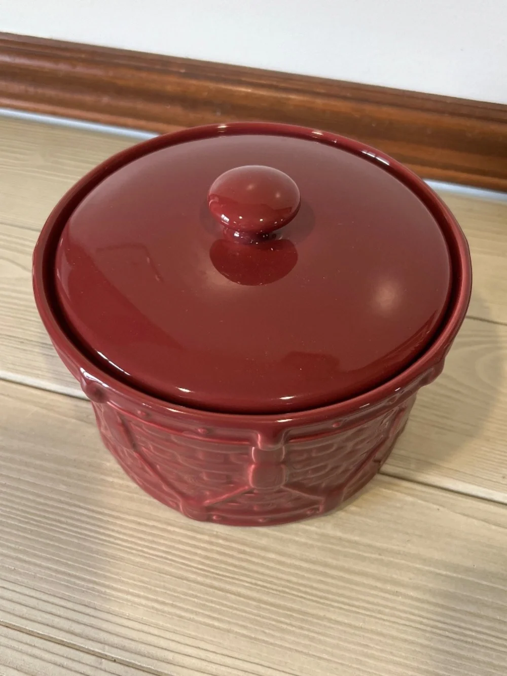 Longaberger Woven Traditions Drum Crock Paprika Red 30485